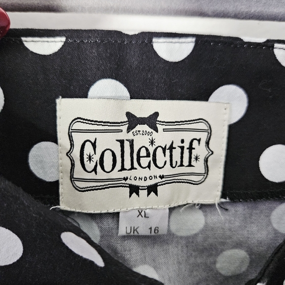 Collectif Black and White Polka Dot Blouse - Picture 4 of 4